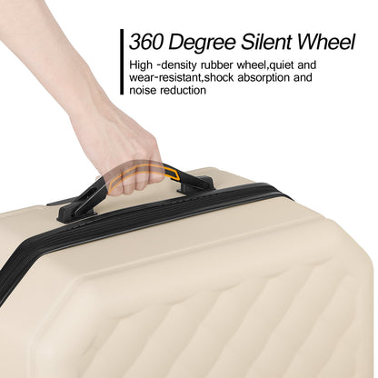 Luggage 3-Pieces Set ABS Durable Suitcase Beige 20"24"28"