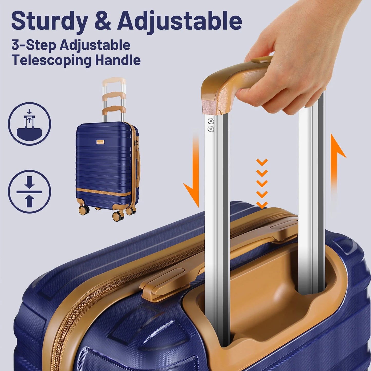 5 Piece Luggage Sets and Travel Duffel Bag, ABS Hardshell Hardside Checked Luggage with TSA Lock and Double Spinner Wheels Suitcase, Deep Blue