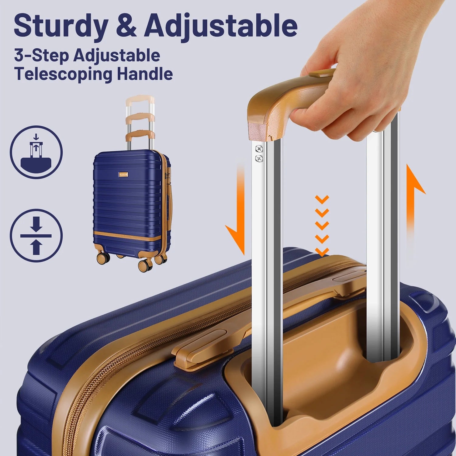 5 Piece Luggage Sets and Travel Duffel Bag, ABS Hardshell Hardside Checked Luggage with TSA Lock and Double Spinner Wheels Suitcase, Deep Blue
