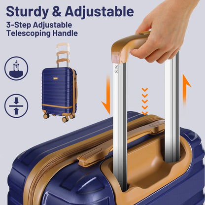 5 Piece Luggage Sets and Travel Duffel Bag, ABS Hardshell Hardside Checked Luggage with TSA Lock and Double Spinner Wheels Suitcase, Deep Blue