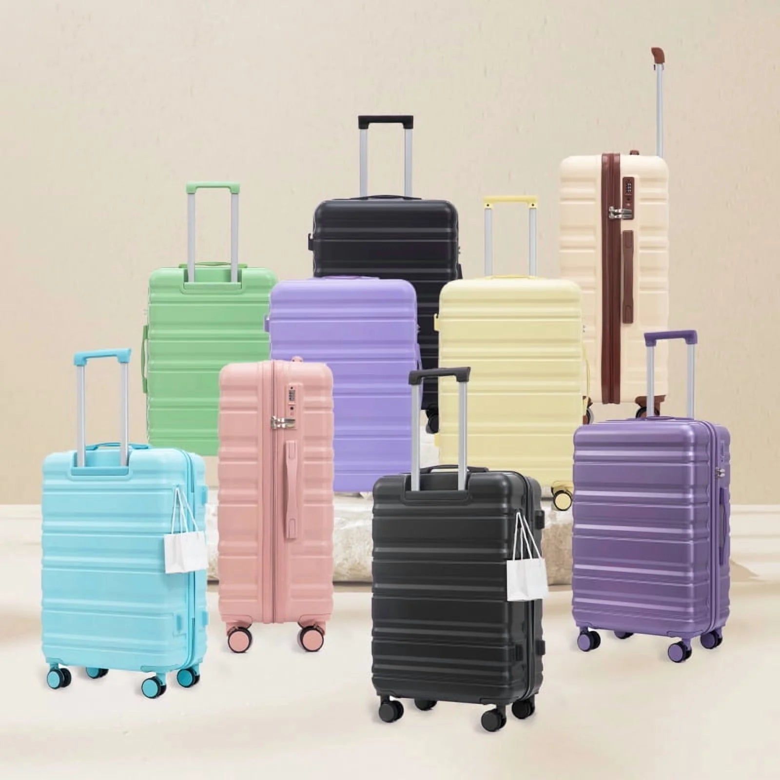 HIFINE TOURIST 20"/24"/28" 3 pcs/set in ABS Spinner Wheel Luggage, Carry on Suitcase, Matching Color, TSA Combination Lock (Blue+Purple)