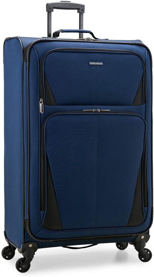 U.S. Traveler Aviron Bay Expandable Softside Luggage with Spinner Wheels, Navy, 31" Checked Large