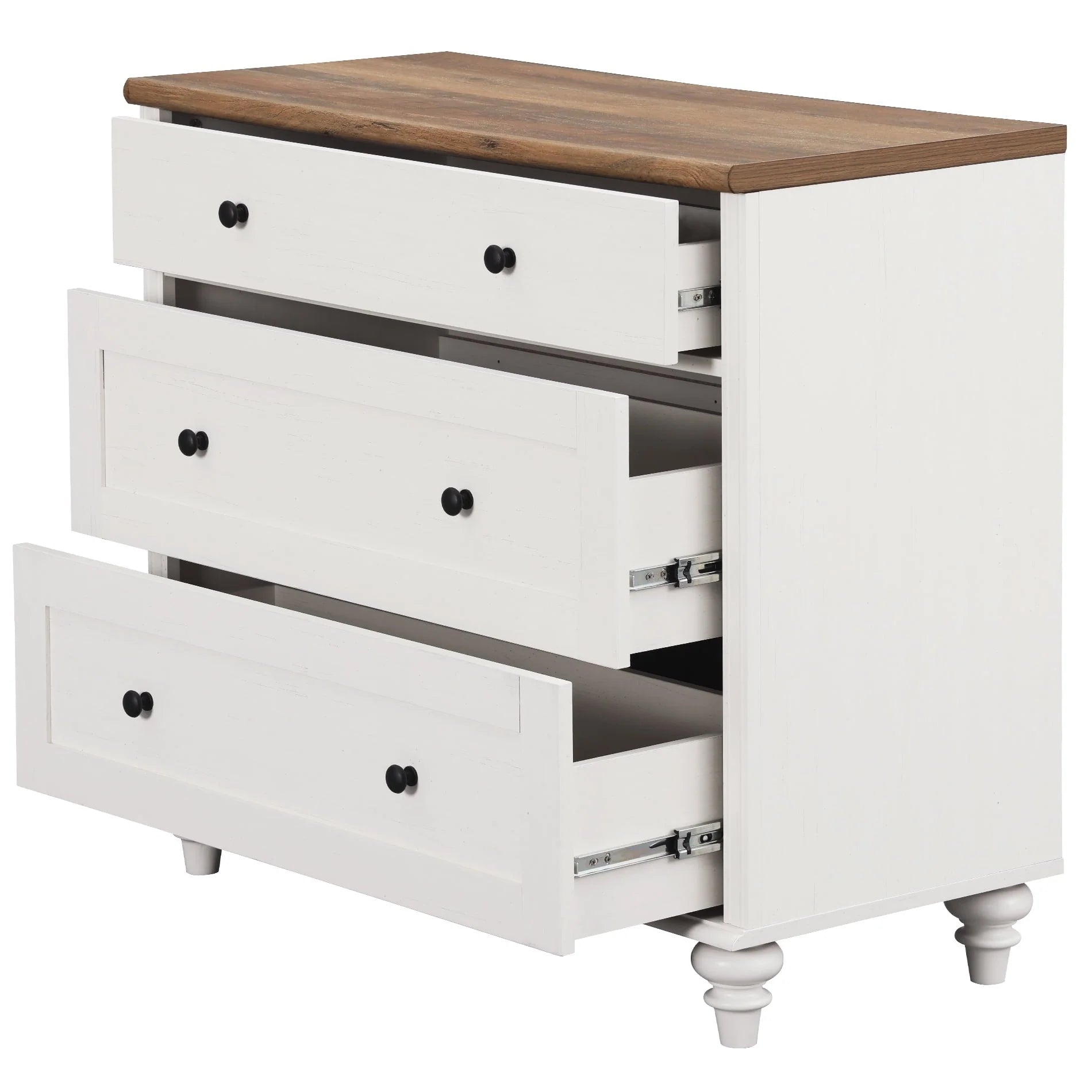3 Drawer Dresser for Bedroom, White Baby Dressers Wood Mid Century Modern Closet Storage Organizer for Living Room, Nursery, Kids Room