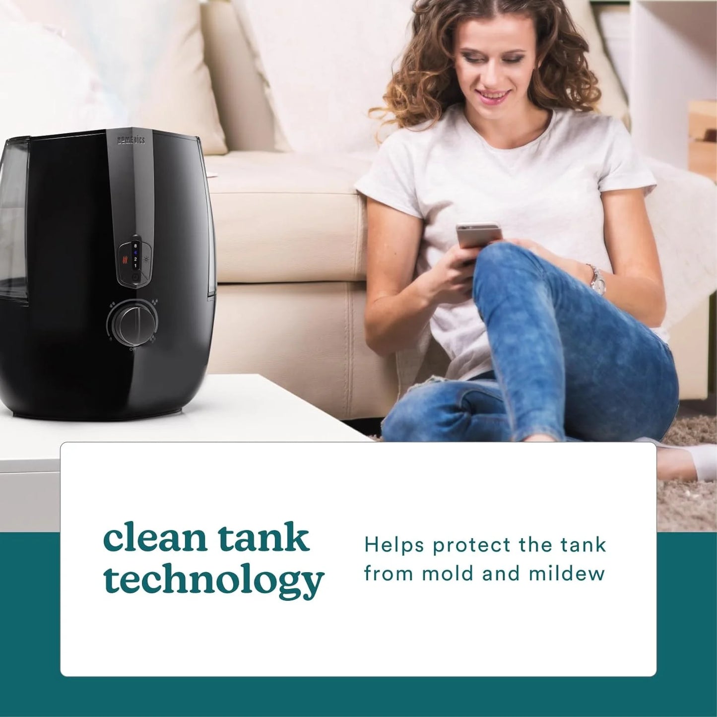 Homedics TotalComfort Plus Ultrasonic Air Humidifier, 5.3L Water Tank with Warm and Cool Mist for Home, Office, Nursery, Dorm, Night-Light with Auto Shutoff