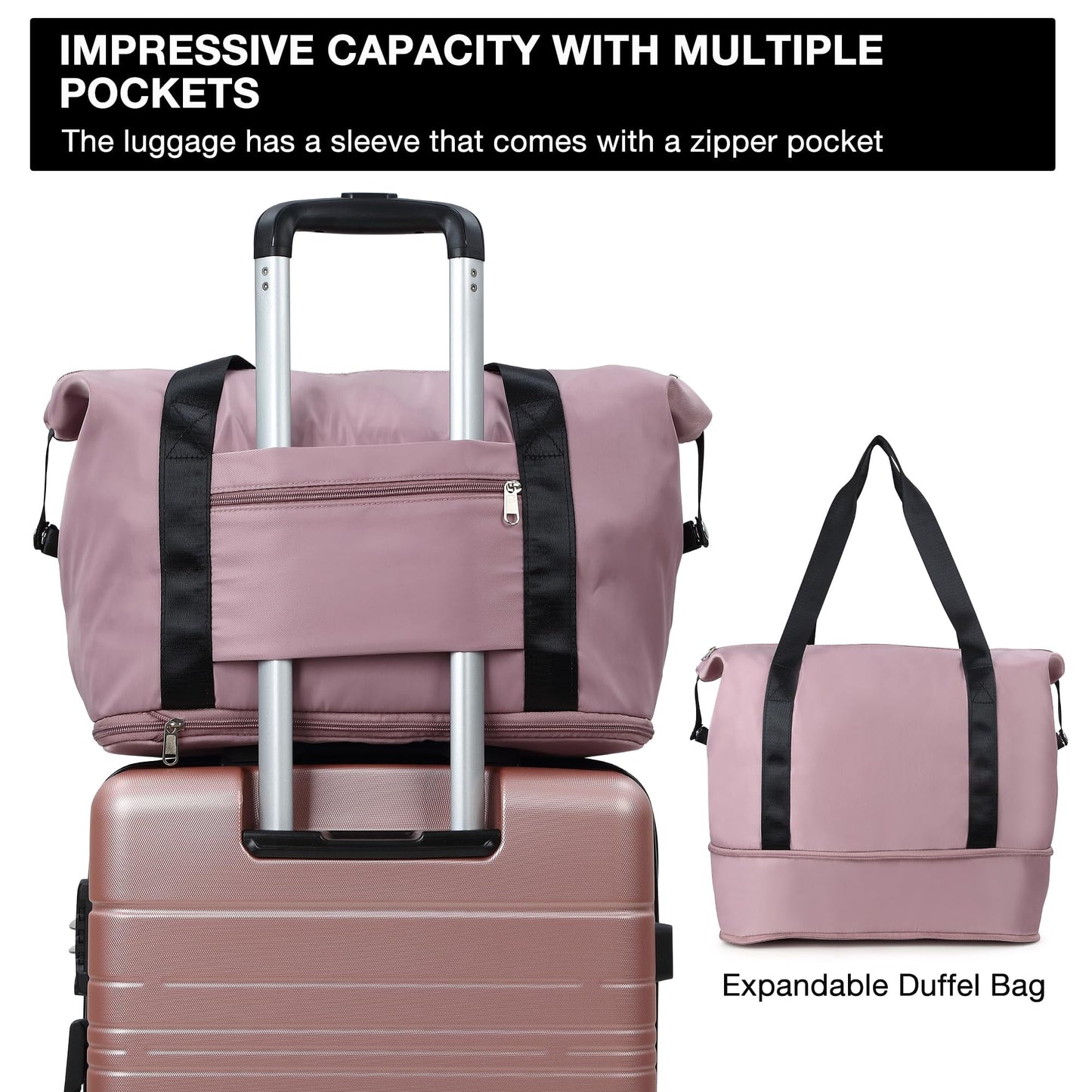 TROPOW Luggage Setss,Suitcases with Wheels,5 Piece Womens Luggage Setss Carry on Bag Sets, Hardside Carry On Suitcase Setss with Tsa Locks Duffel Bag