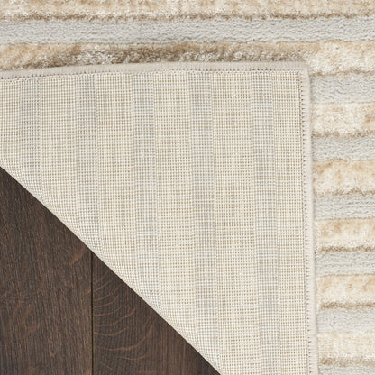 Inspire Me! Home Dcor Brushstrokes Striped Beige Silver 5'3" x 7'3" Area Rug (5x7)