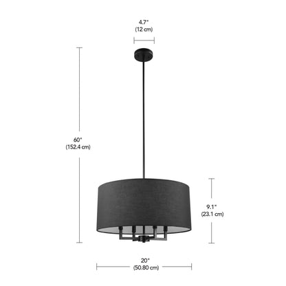 Globe Electric 60340 Emery 4 Light 20" Wide Drum Pendant - Black
