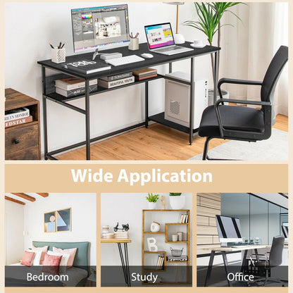 Gymax 55'' Computer Desk Home Office PC Workstation w/Power Outlets & USB Ports Black