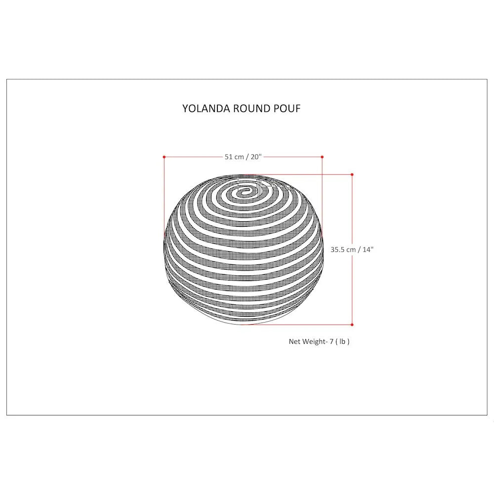 Simpli Home Yolanda Round Pouf in Natural Jute