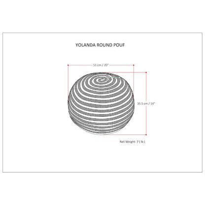 Simpli Home Yolanda Round Pouf in Natural Jute