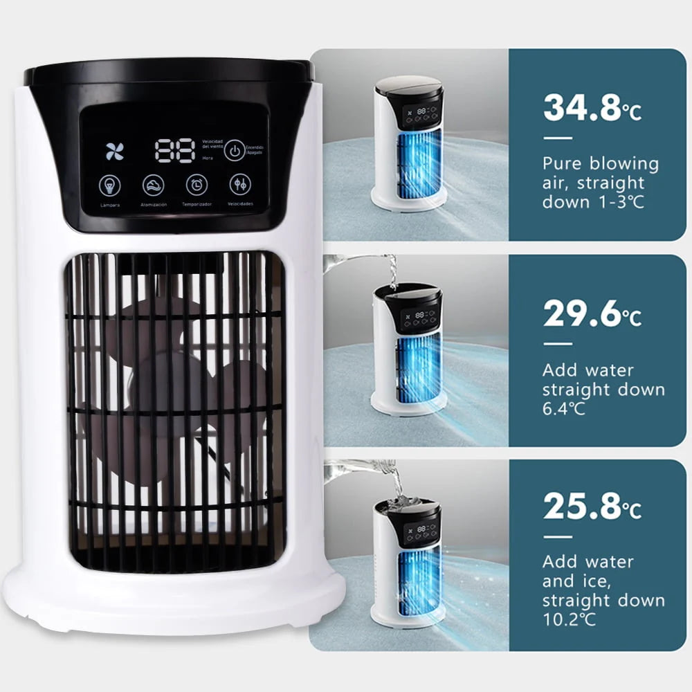 KIZOCAY Portable air conditioner with 6 air speeds, 60° & 120° automatic oscillating evaporative air conditioning fan, quite air cooler humidifier, suitable for home office outdoor, white