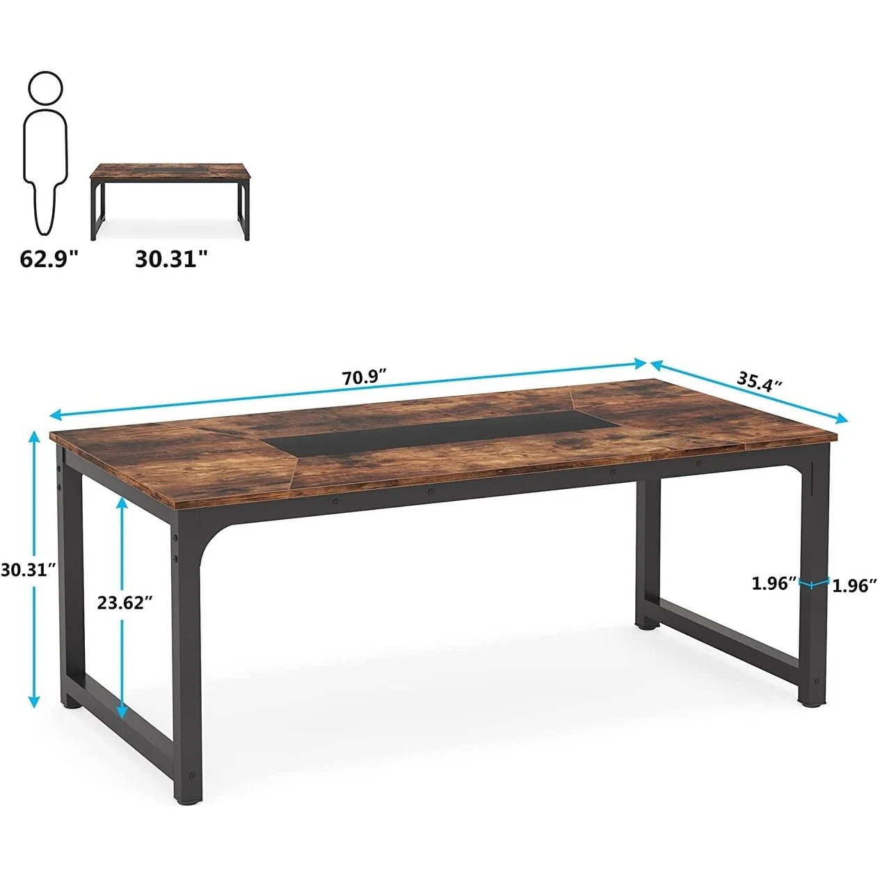 Large Simple Computer Desk Office Computer Table Writing Table for Home Office 63" L x 31.5" W x 29.5" H - Off White