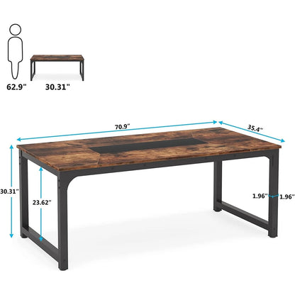 Large Simple Computer Desk Office Computer Table Writing Table for Home Office 63" L x 31.5" W x 29.5" H - Off White
