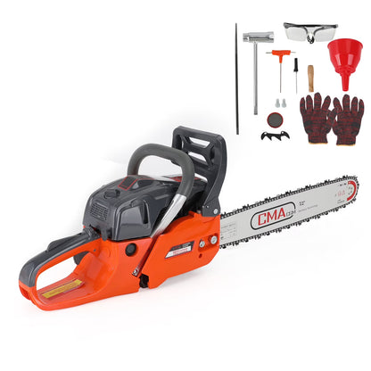 TOPTENG Gas Cordless Chainsaw 24 inch, 2-Cycle Gasoline Powered Chain Saw, 68CC Handheld Cordless Chainsaw, Automatic Chain Oiler, Garden Tool for Cutting Wood Trees
