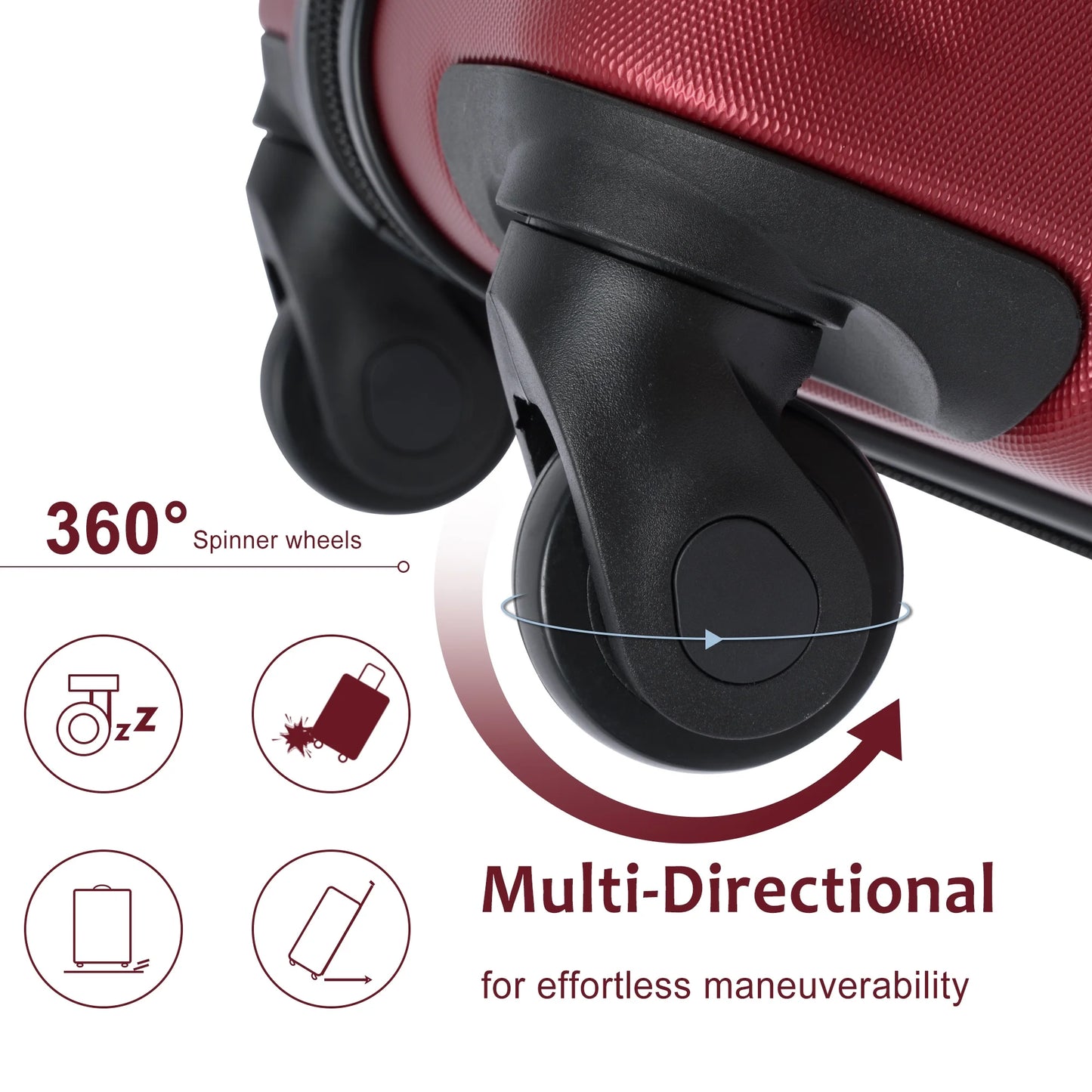 Dasyfly 24" Hardside Checked Luggage with TSA Lock, Red