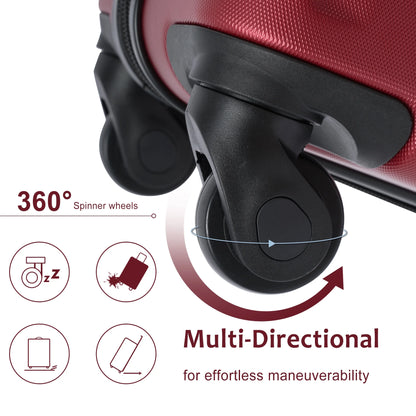 Dasyfly 24" Hardside Checked Luggage with TSA Lock, Red