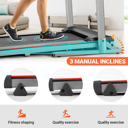 Adnoom 2.5HP Treadmill with Adjustable Desk, 300LBS Folding Incline Treadmill with Incline, Portable Running Walking Machine with Bluetooth Music & APP for Home Office, Easy Assembly