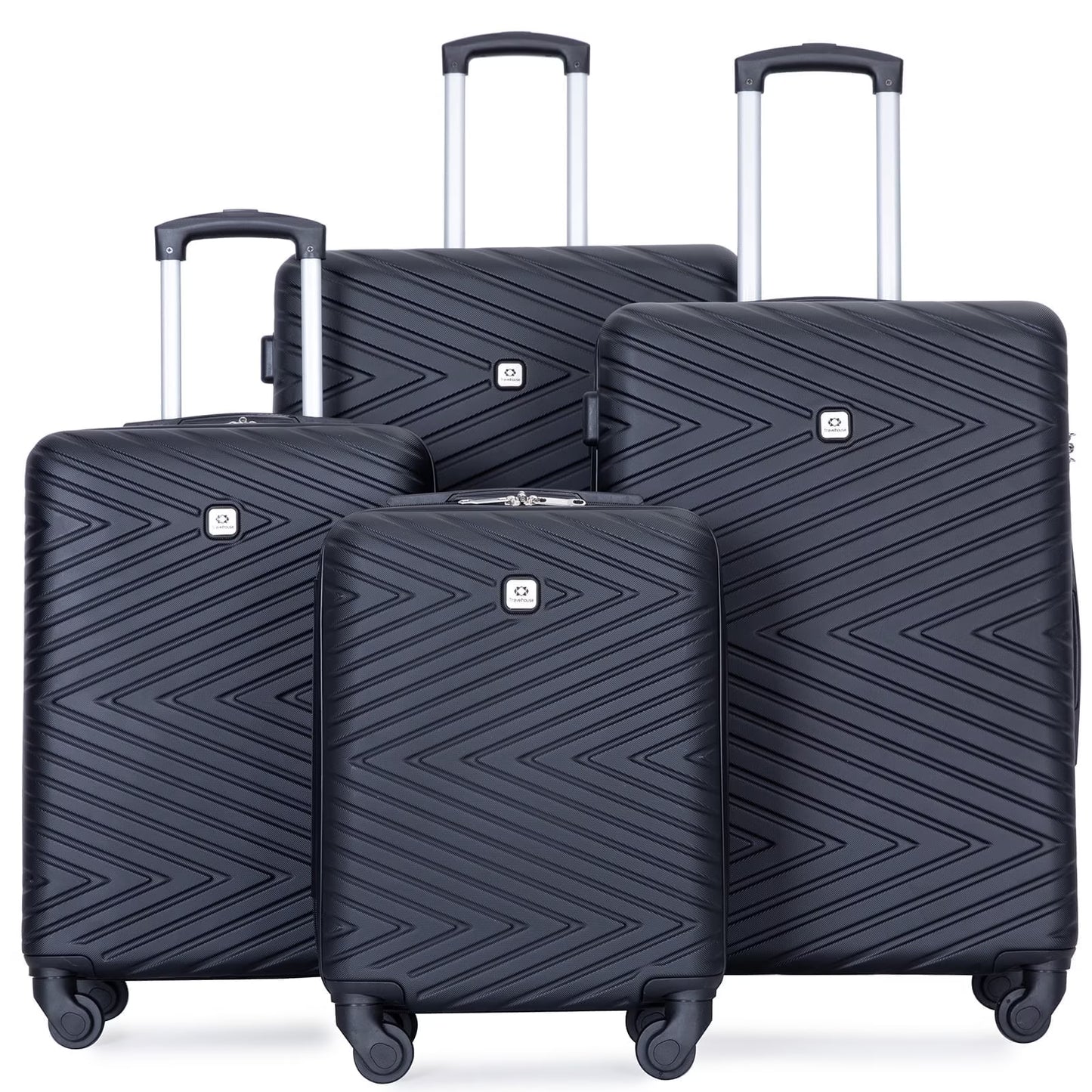 Travelhouse 4 Piece Hardshell Luggage Set Hardside Lightweight Suitcase with TSA Lock Spinner Wheels.(Blue)