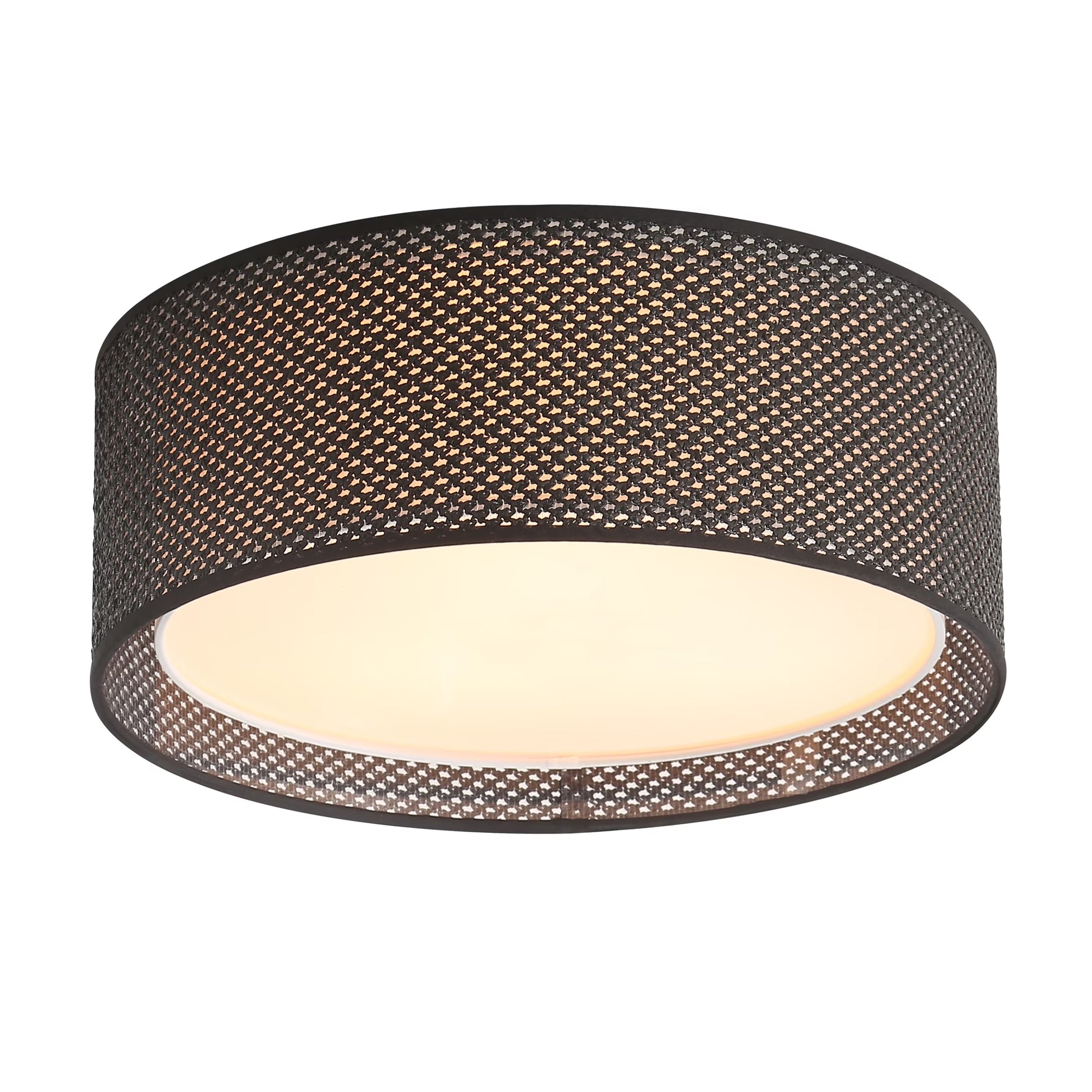 LEDET 15.7 in. Yellow Flush Mount Ceiling Light Rattan Weaving Shade Home Decor Pendant Lighting