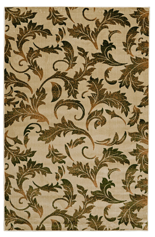 Vintage Amore Sand Green Area Rug 8x10 Distressed Microfiber Polyester