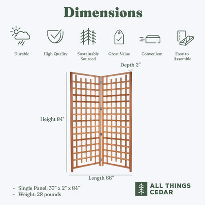 All Things Cedar TS33 Trellis Panel - Cedar Garden Trellis for Climbing Plants