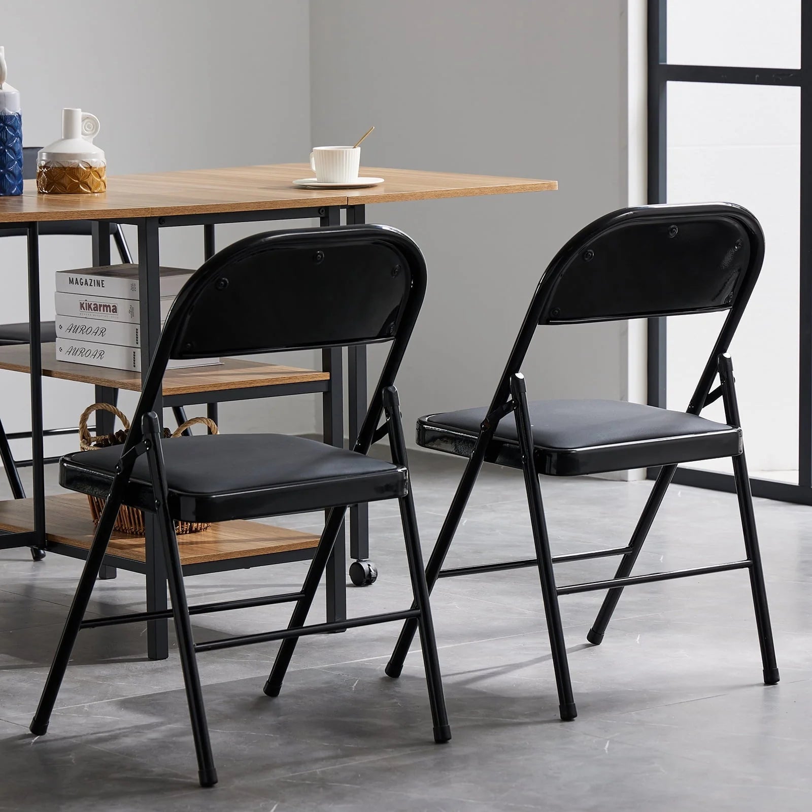 UBesGoo 6 Pack Folding Chairs Cushioned Padded Seat Wedding Chairs with Metal Frame Home Office Party Use Black