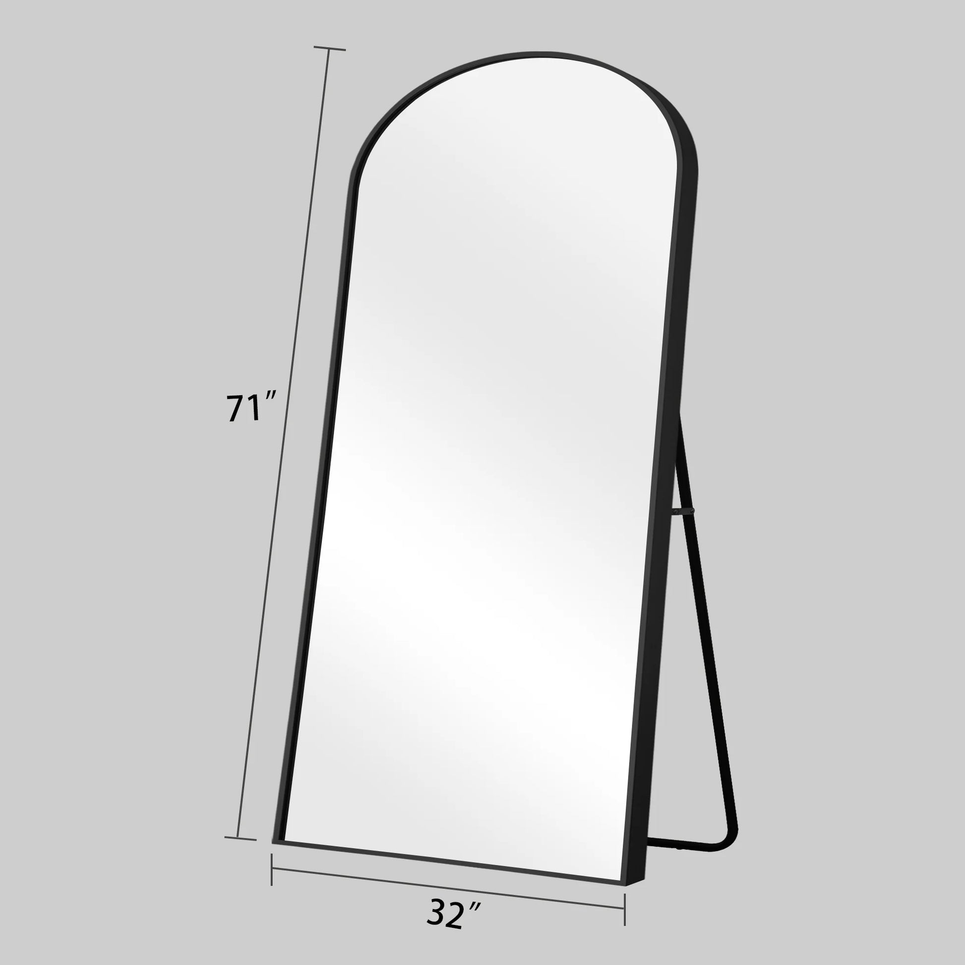MAYEERTY 71"x32" Modern Aluminum Alloy Arch Full Length Floor Mirror Full Oversize Mirror,Black