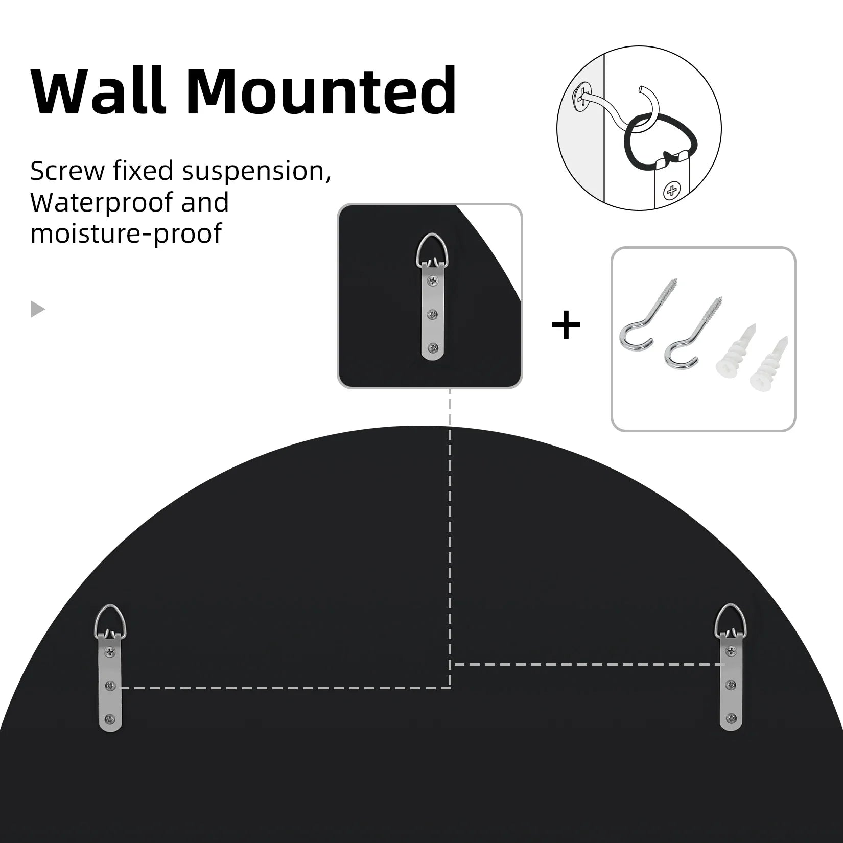 fliptrade Large Round Accent Beveled Wall Mirror 24"