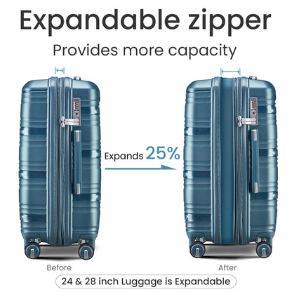 Luggage 4 Piece Sets(14/20/24/28), Hard Shell Lightweight TSA Lock Carry on Expandable Suitcase with Spinner Wheels