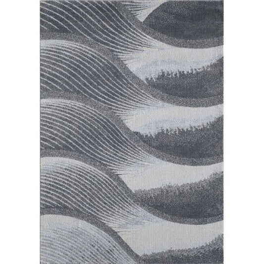 HomeRoots 8 x 11 ft. Abstract Waves Modern Area Rug - Grey & Blue