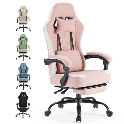 MCQ Ergonomic Swivel Gaming Chair with Headrest Lumbar Support for Home Office, Black and Grey