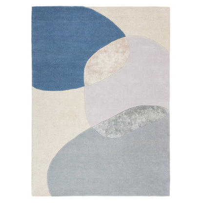 TOWN & COUNTRY LUXE Olso Abstract Colorblock Handcrafted Wool Area Rug, Beige/Blue/Grey, 5'x7'