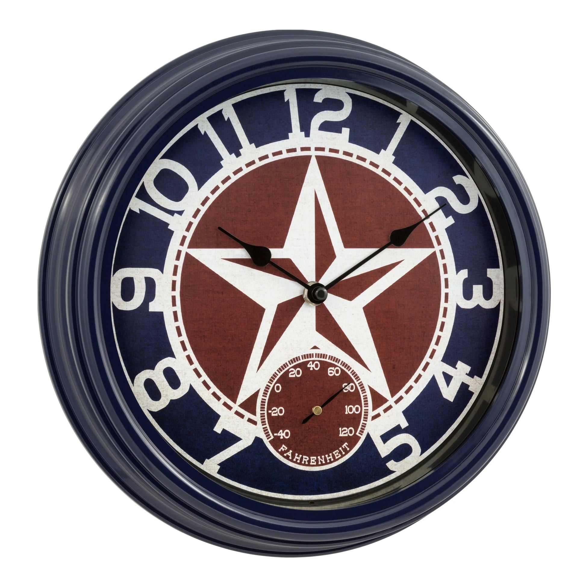 La Crosse Clock 12-inch Indoor/Outdoor Americana Red/Blue Quartz Analog Wall Clock, 404-3012TX