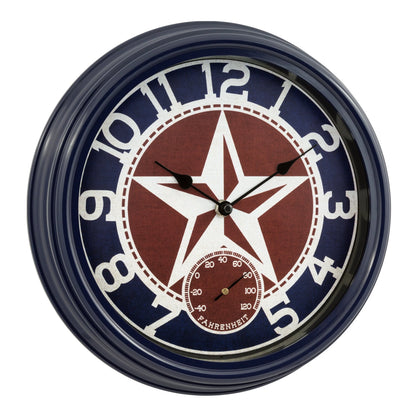 La Crosse Clock 12-inch Indoor/Outdoor Americana Red/Blue Quartz Analog Wall Clock, 404-3012TX