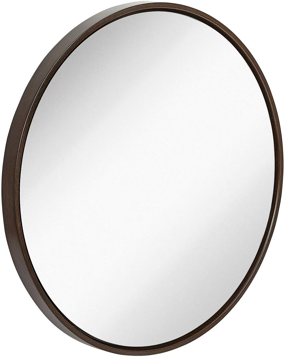 Hamilton Hills Clean Large Modern Wenge 32" Wood Round Frame Wall Mirror | 1