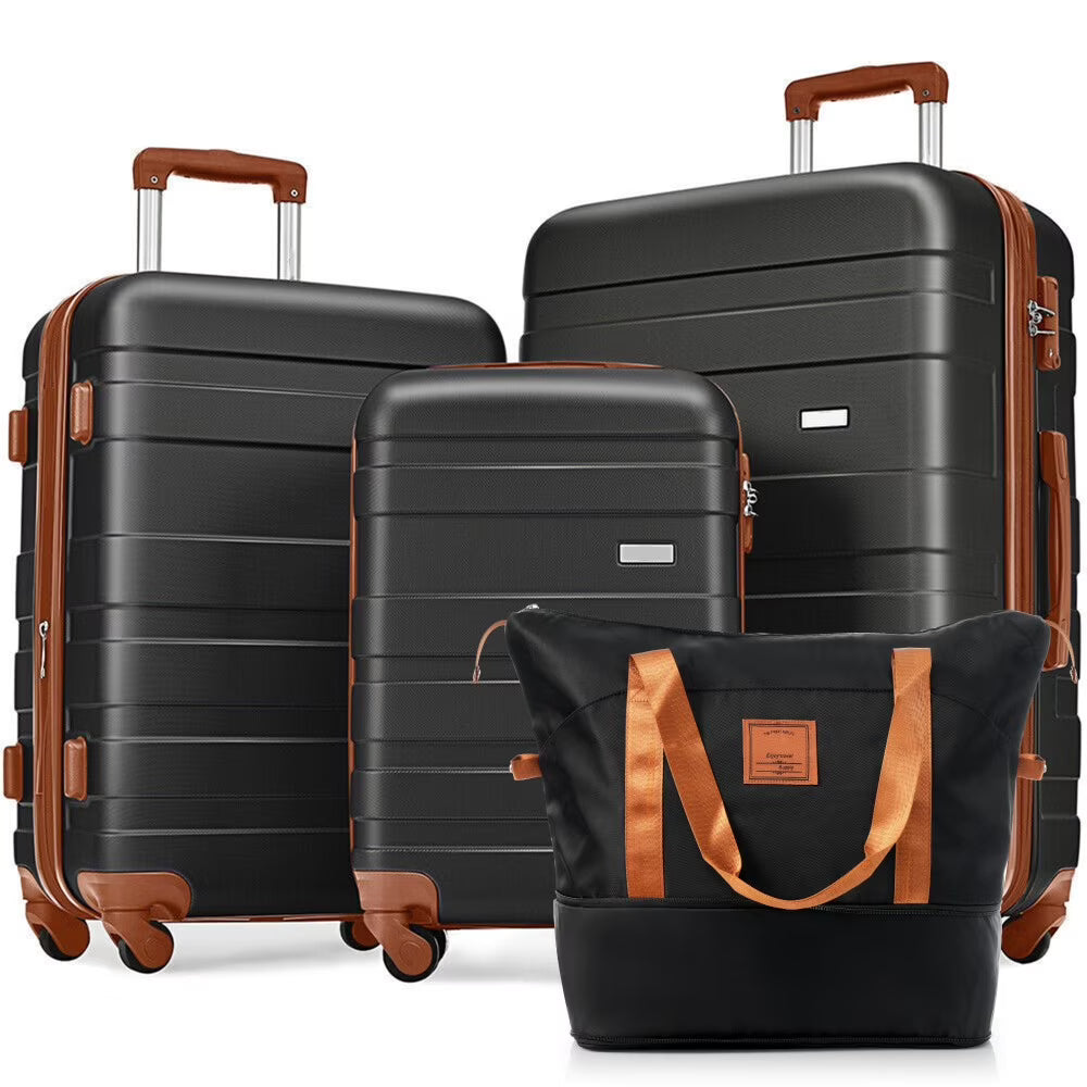 Luggage Sets 4 Piece, ABS Durable Suitcase with Travel Bag, Carry On Luggage Suitcase Set with 360° Spinner Wheels