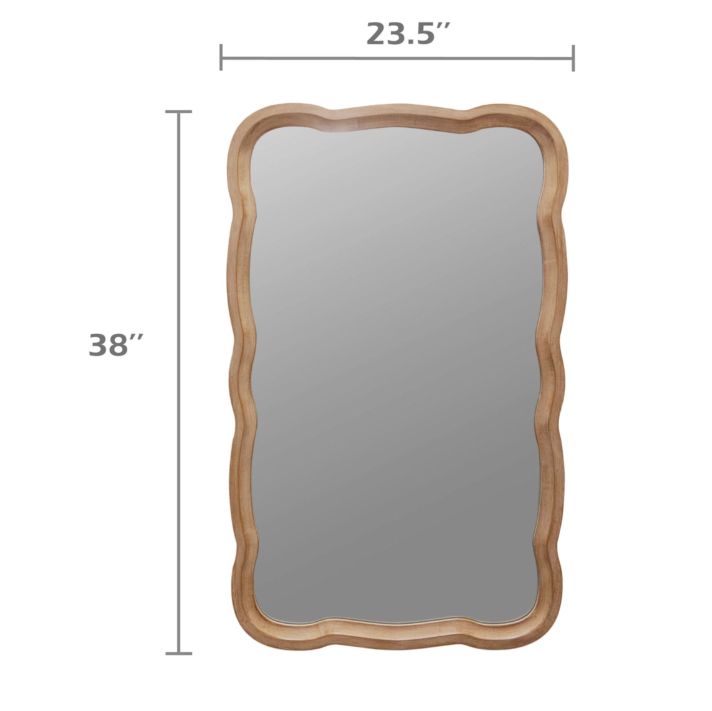 COZAYH Curved Wood Frame Accent Mirror, Farmhouse French Country Decorative Wall Mirror, Rectangle 23.5" L x 38" W, Natural