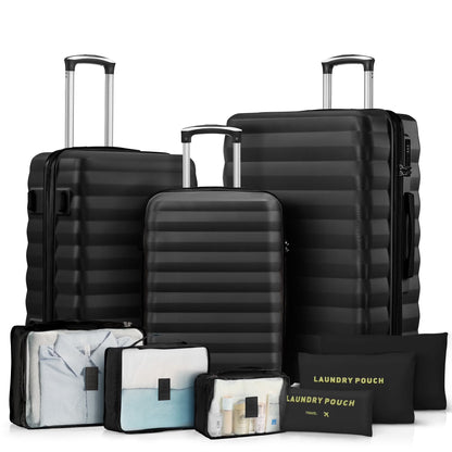 3 Piece Luggage Sets with 6 PC Organize Bags Lightweight Suitcases with Spinner Wheels, Pink
