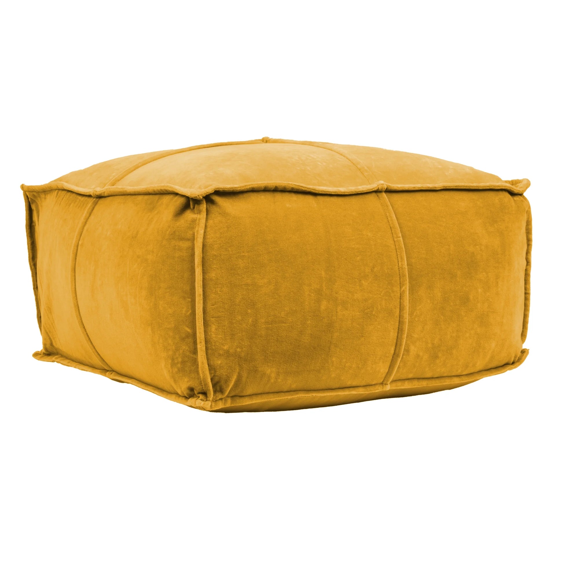 Creative Co-Op Square Cotton Velvet Pouf Seat, Goldenrod Yellow