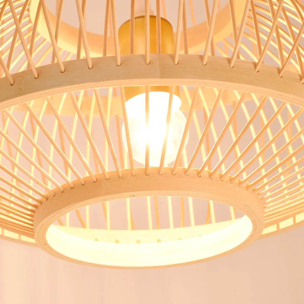 Arturesthome 1-Lights Bamboo Handmade Globe Hanging Light Lampshade Decor for Kitchen Island E26/27
