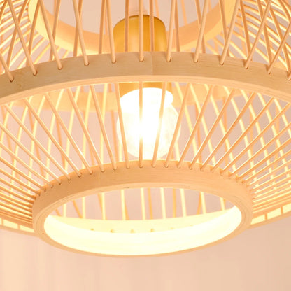 Arturesthome 1-Lights Bamboo Handmade Globe Hanging Light Lampshade Decor for Kitchen Island E26/27