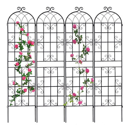 Miniyam 4 Pack Garden Trellis for Climbing Plants, 86.7" X 19.7" Rustproof Sturdy Black Iron Trellis for Potted Plants