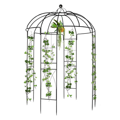IVV Birdcage Shape Garden Arch, 8.9'Hx6.8'Dia, Pergola Plant Climbing Trellis Arbor Heavy Duty Metal Gazebo Garden Arch for Outdoor Arbor Climbing Plants Backyard Patio Wedding Ceremony, Black