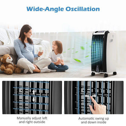 Portable Evaporative Air Cooler with 3 Wind Modes and Timer for Home Office