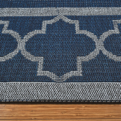 Laguna Indoor/Outdoor Area Rug, Simeon Navy Gray, 5’3 x 7’