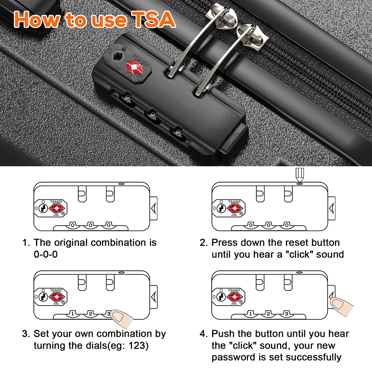 Joyway 6-Piece Hardside Luggage Set with Spinner Wheels and TSA Lock, Lightweight Carry-On Luggage Set for School, Travel, Weekend (Black)