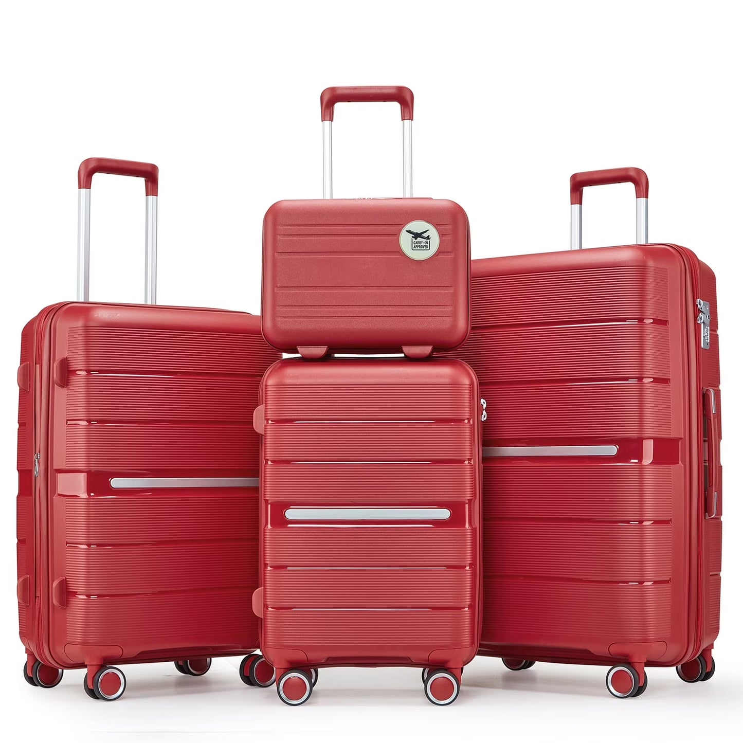 4 Piece Luggage Set, Expandable Lightweight Suitcase Set, PP Materials Travel Luggage with TSA Lock Spinner Wheels, White (14/20/24/28)