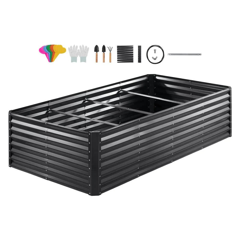 Topcobe Galvanized Raised Garden Bed Planter Box, Planters for Outdoor Plants, Flower Vegetable, 94.5x47.2x23.6"