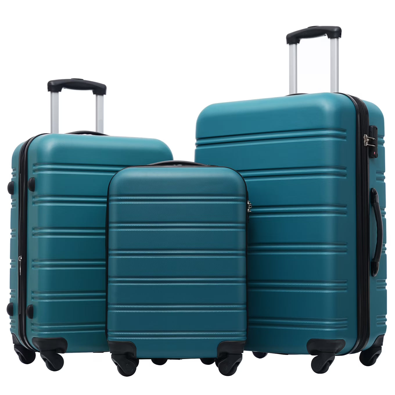 3 Piece ABS Luggage Set, Luggage with Spinner Wheel & TSA 20/24/28 inch, Purple