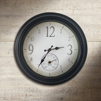 Taylor Precision Products 14-inch Decorative Clock with Thermometer